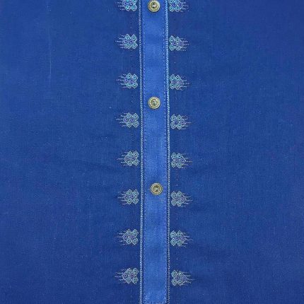Navy Blue Floral Embroidery Suit Fabric