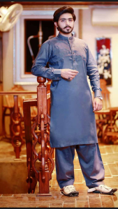 premium steel blue shalwar kameez